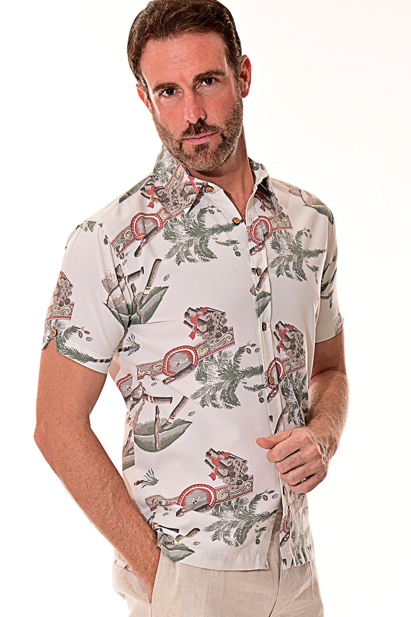 Men Rayon Short Sleeve Cigar Printed Shirt - MRS107