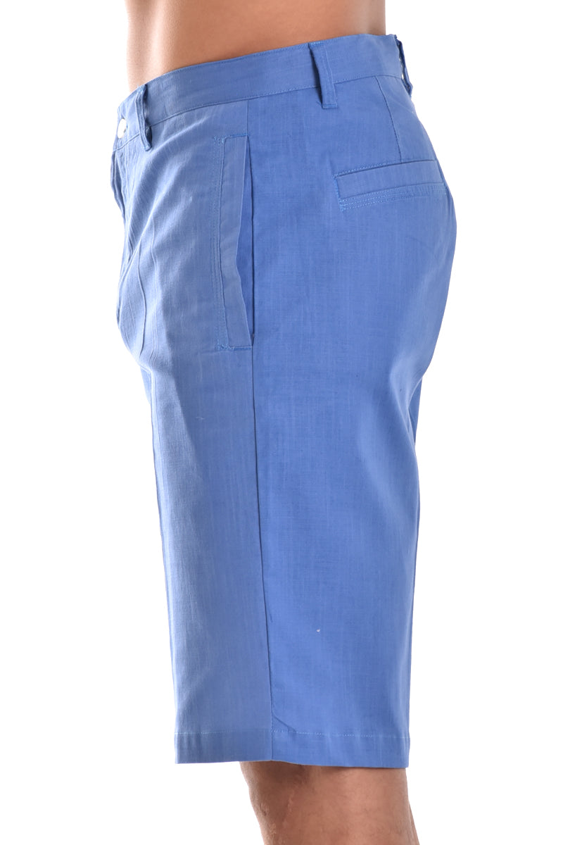 Bohio Mens Cotton Short With Built In Flex - Flat Front - MCSH850 Blue side