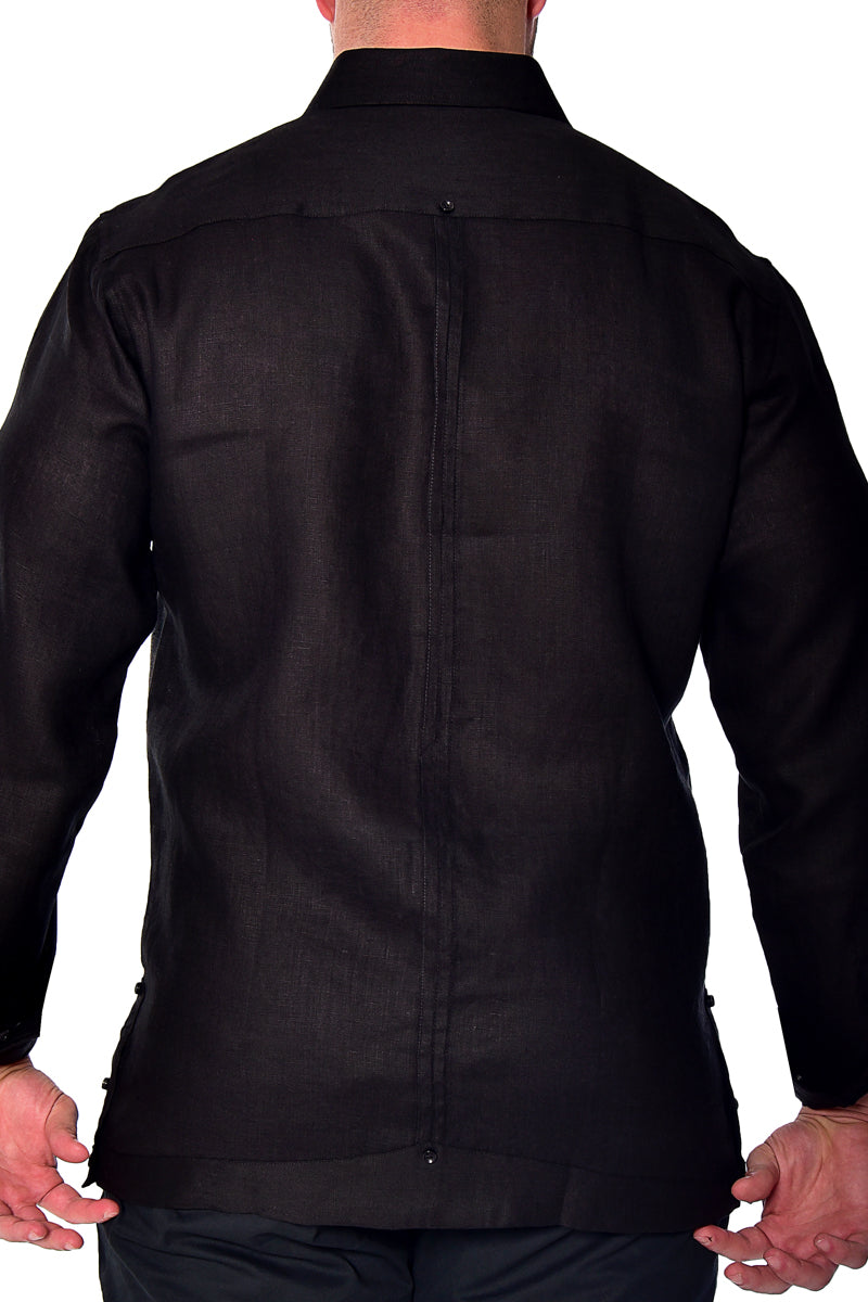 Bohio Mens 100% Linen Fancy Guayabera Style Shirt for Men - Embroidered and Pin-Tucked in (3) Colors MLFG2030 - Casual Tropical Wear