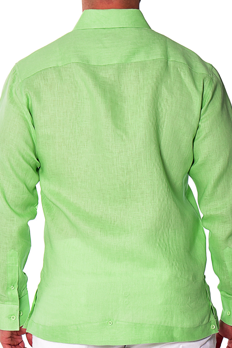 Bohio Mens 100% Linen Fancy Guayabera Style Shirt- Embroidered & Pin-Tucked in (3) Colors - MLFG2033 - Casual Tropical Wear