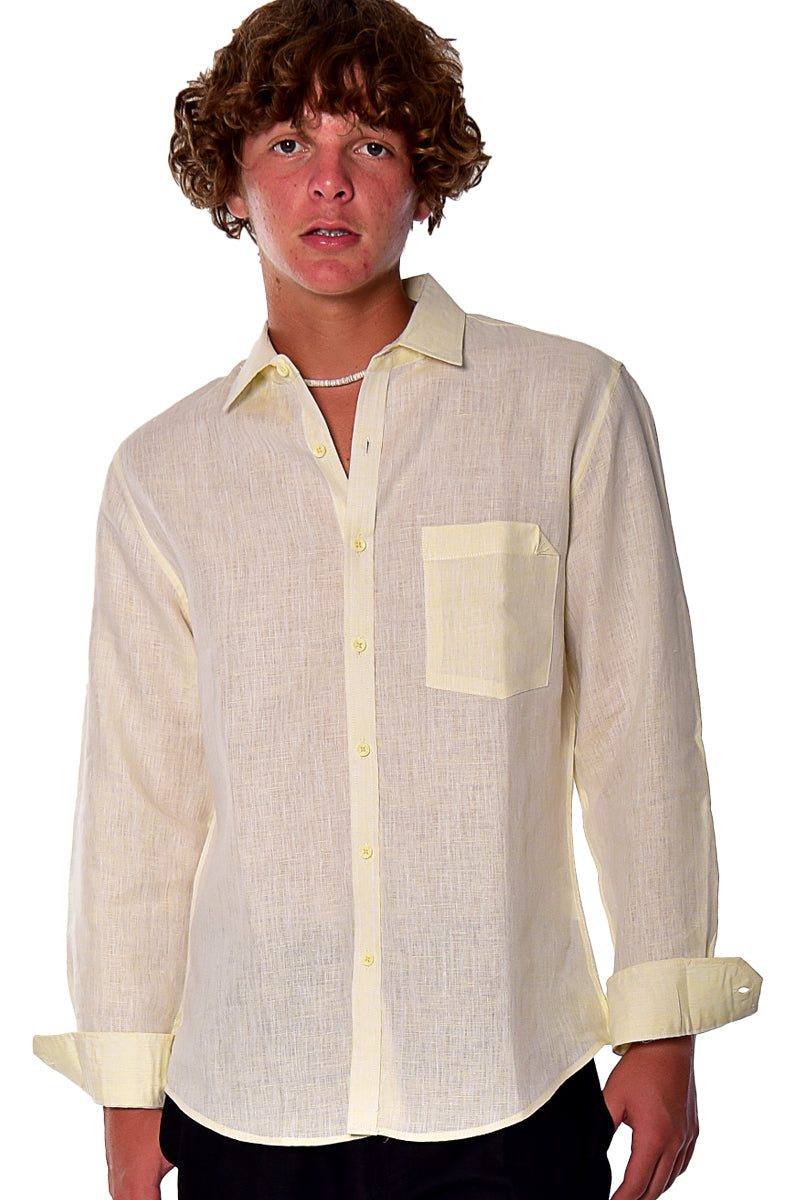 Bohio Mens Classic Soft Linen Long Sleeve Roll- up Shirt - In (8) Colors - MLS1358