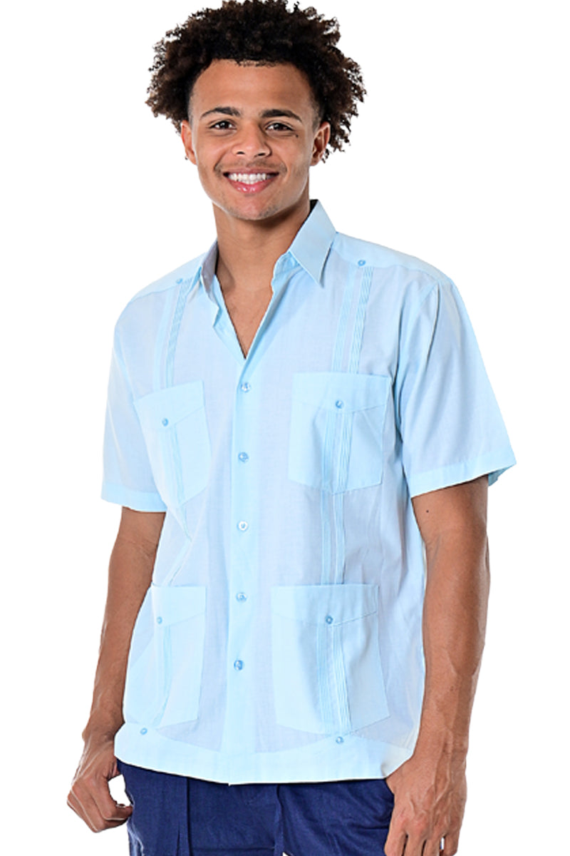 Bohio Men Cuban Guayabera Shirt (4) Pkt Chacavana Casual Button Up - MTCG1741 mint