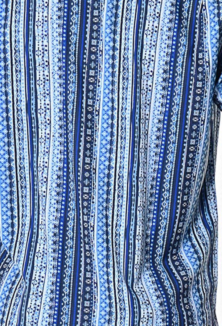 Bohio Mens Casual Print Shirt - Vacay Long Sleeve Button Up Night Life - MXL1673 - Casual Tropical Wear