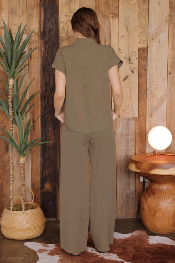 High Waist Wide Leg Drawstring Pants