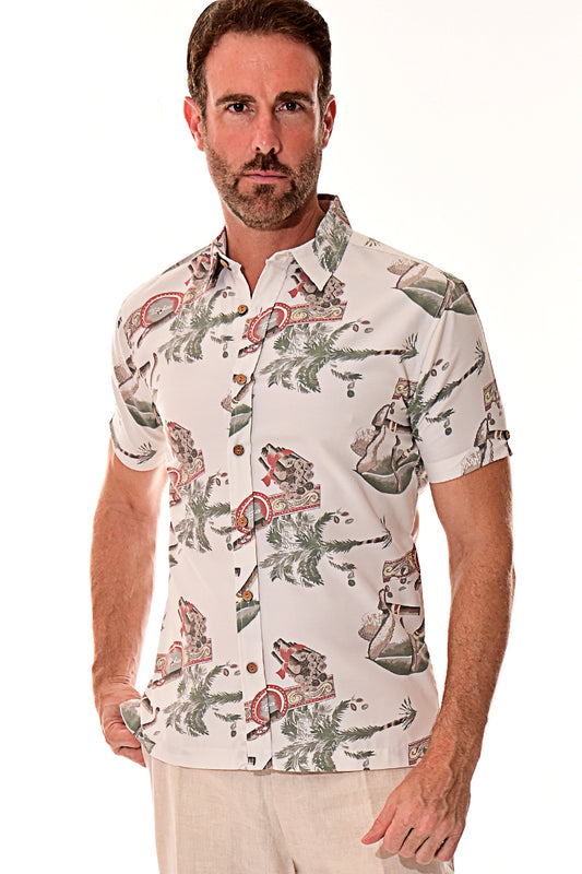Men Rayon Short Sleeve Cigar Printed Shirt - MRS107