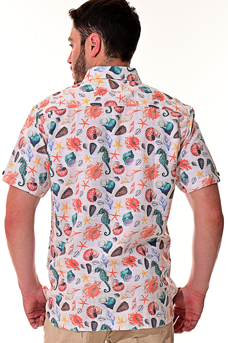 Men Rayon Short Sleeve Sea Creatures Printed Shirt - MRS109