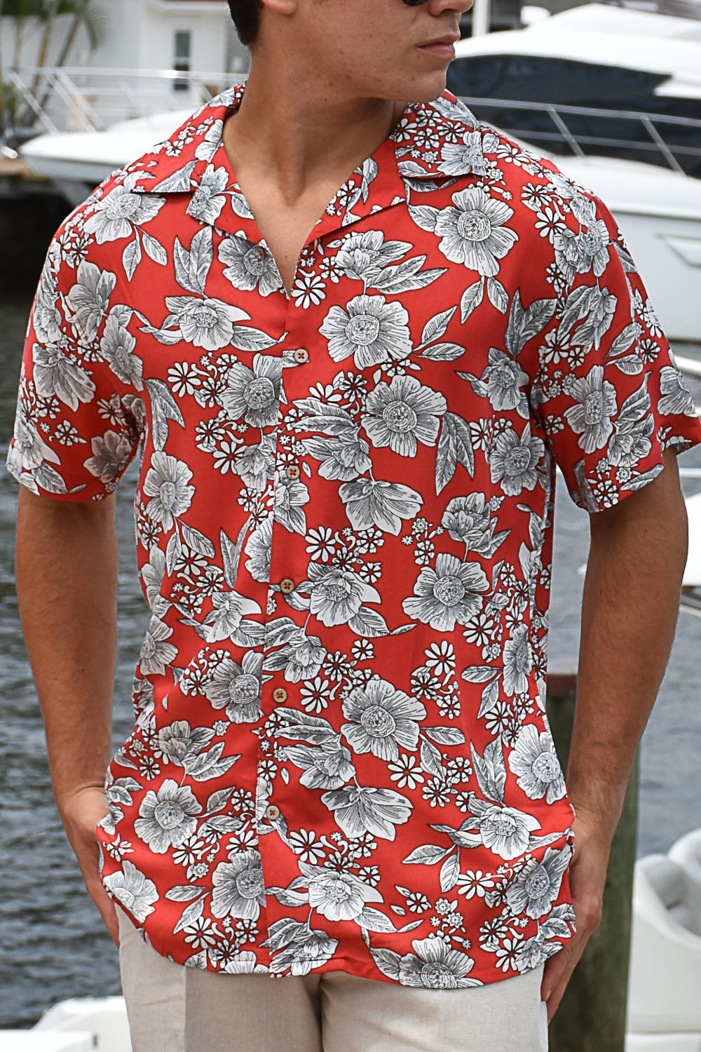 Men Rayon Floral Shirt Short Sleeve