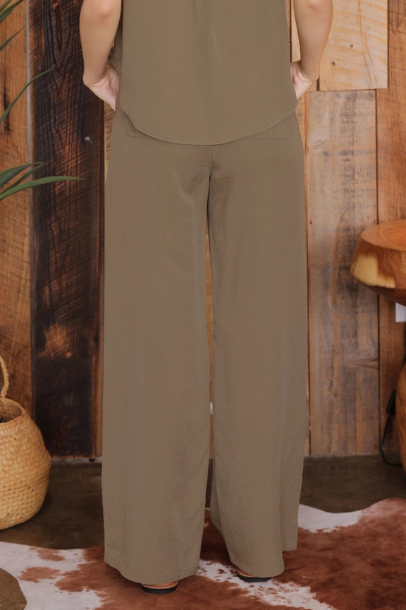 High Waist Wide Leg Drawstring Pants