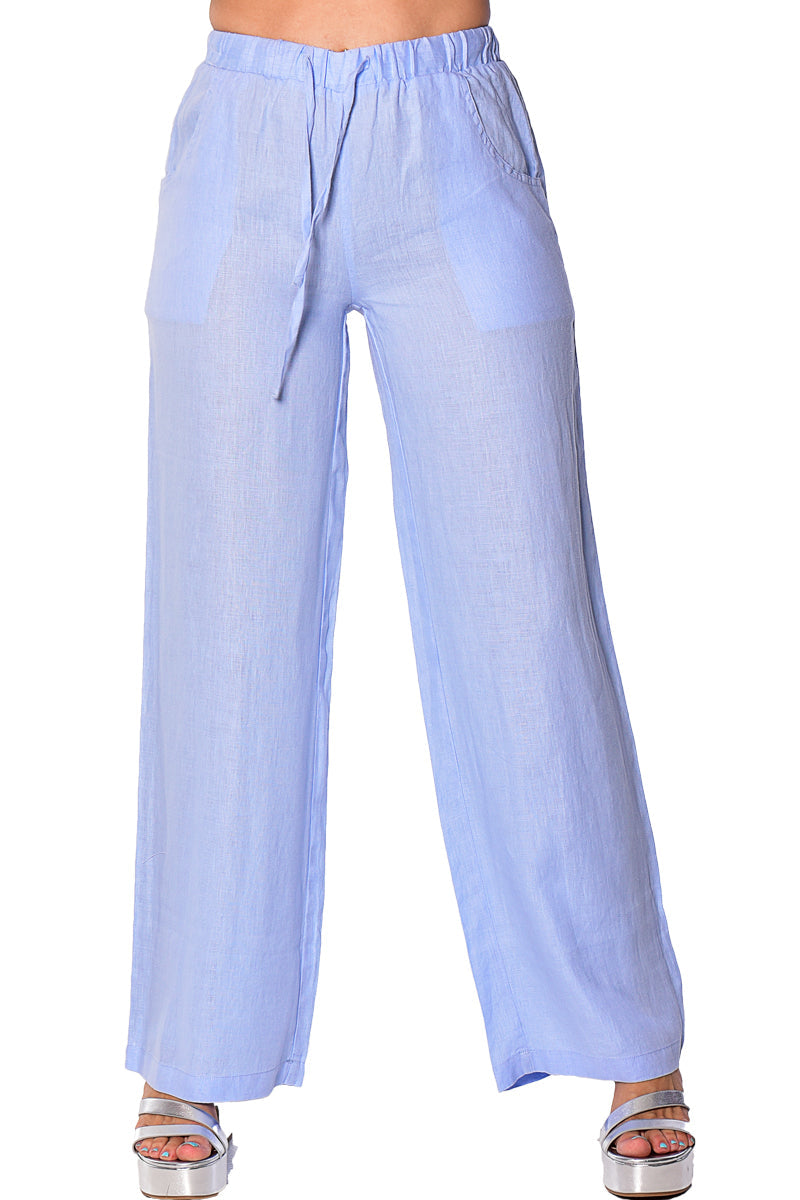 Azucar 100% Linen Draw String Pants w/Pockets for Women - LLP1313