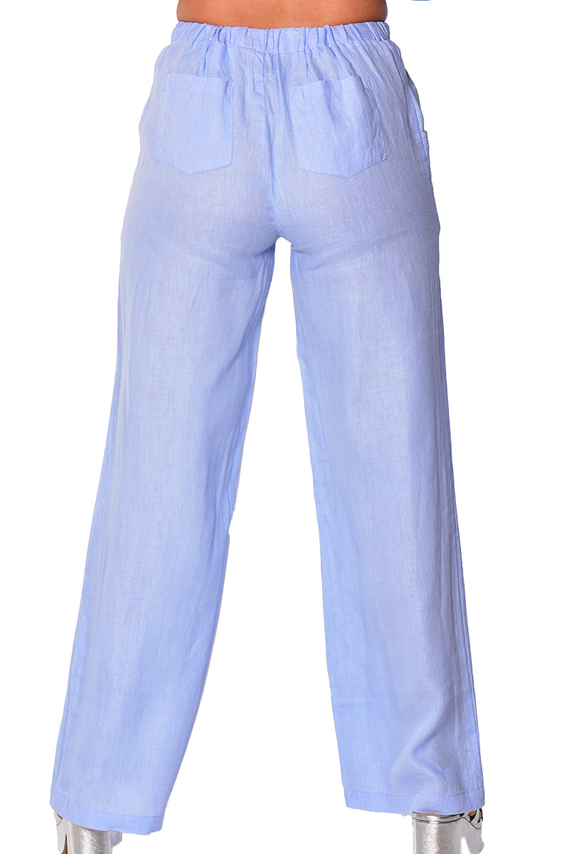 Azucar 100% Linen Draw String Pants w/Pockets for Women - LLP1313