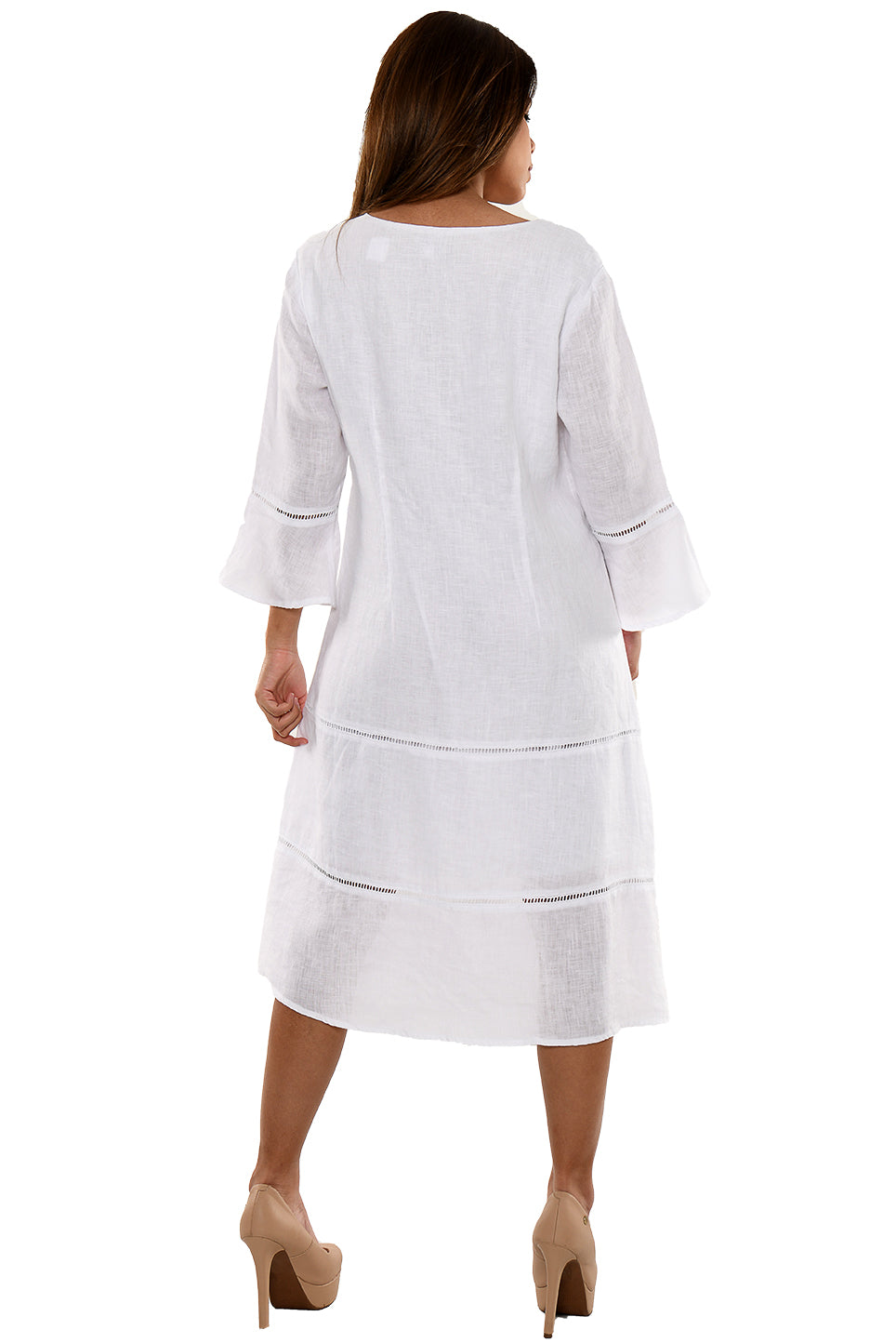 Azucar Ladies 3/4 Sleeves & Ruffled Hem Long Dress - LLWD2082