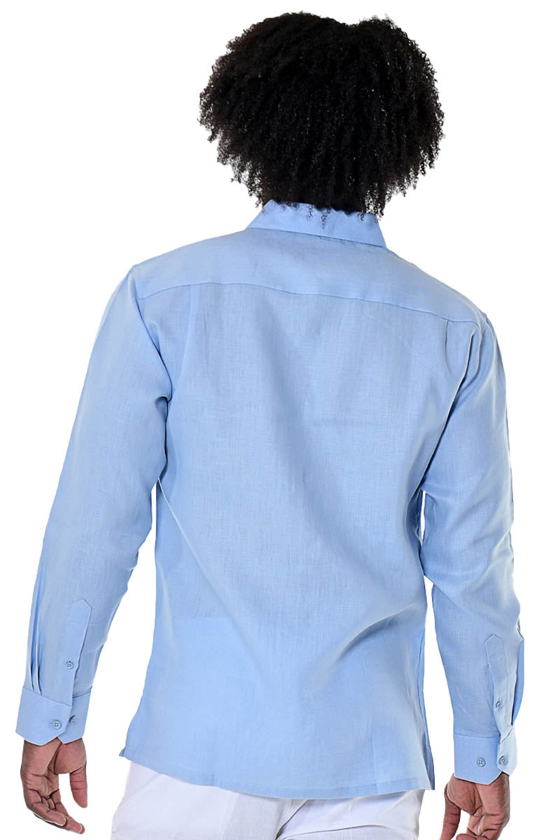 Bohio 100% Linen Mens Fancy Long Sleeves w/Fancy Panels Beach Shirt in (2) Colors-MLS104 - Casual Tropical Wear