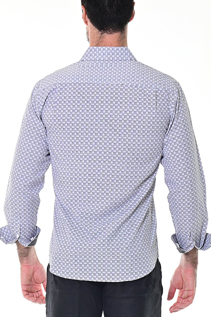Bohio Mens Casual Print Shirt - Vacay Long Sleeve Button Up Night Life - MXL1681 back