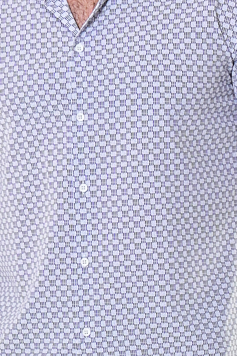 Bohio Mens Casual Print Shirt - Vacay Long Sleeve Button Up Night Life - MXL1681 close up